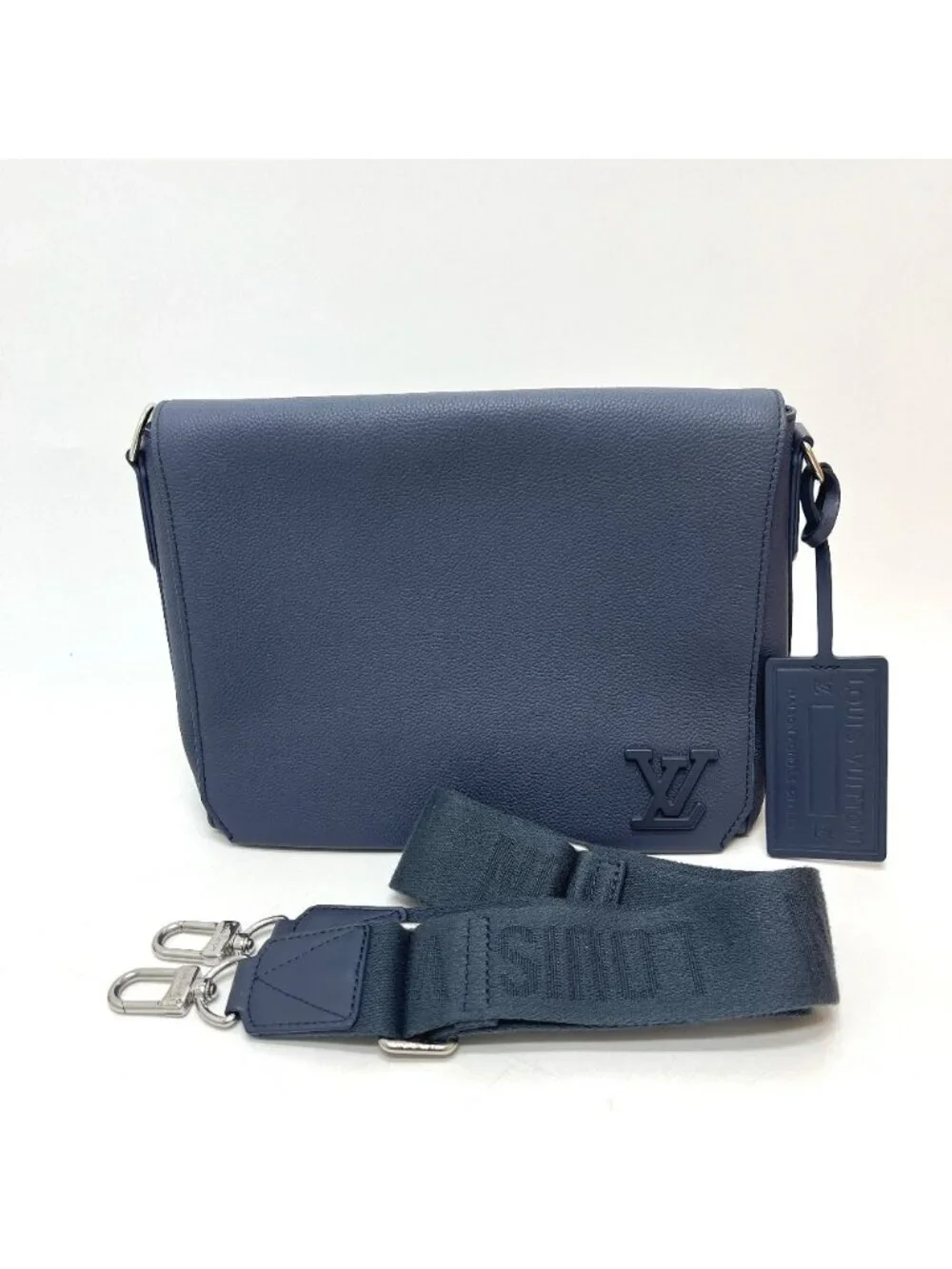Louis Vuitton Shoulder Bag Takeoff Messenger Leather Blue Atlantique
